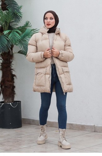 6053Smr Pocketed Puffer Jacket Beige 6270