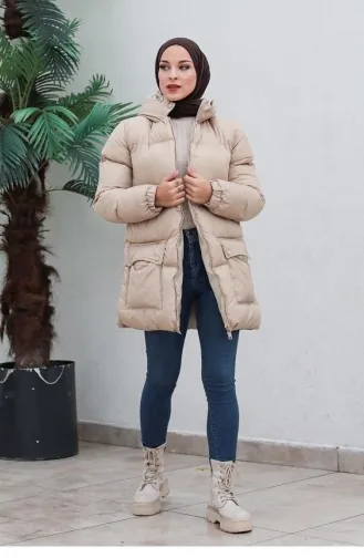 6053Smr Pocketed Puffer Jacket Beige 6270