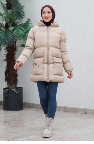 6053Smr Pocketed Puffer Jacket Beige 6270