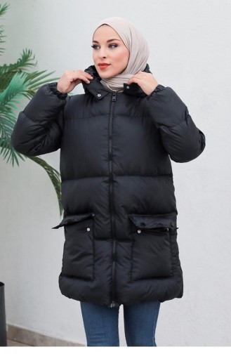 6053Smr Pocketed Puffer Jacket Black 6274