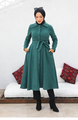 5398End Mevlana Kaşe Manteau Vert Émeraude 6312