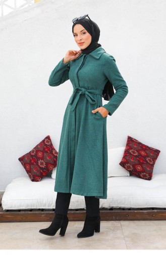 5398End Mevlana Kaşe Manteau Vert Émeraude 6312