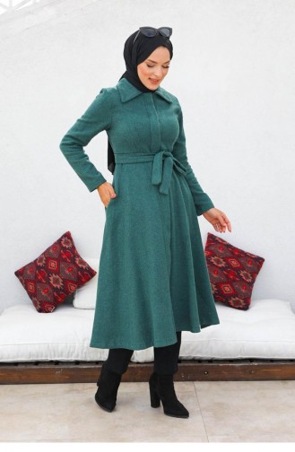 5398End Mevlana Kaşe Coat Emerald Green 6312