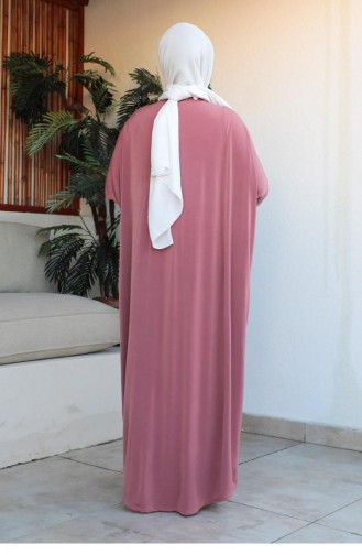 فستان كاجوال بأكمام واسعة 2045-13 لون وردي مغبر 2045-13