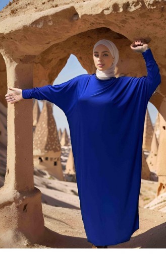 فستان كاجوال بأكمام واسعة 2045-01 لون أزرق 2045-01