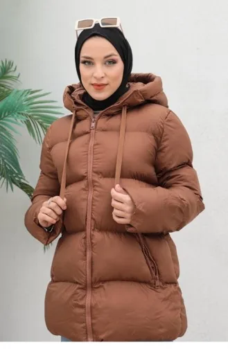 6051Smr سترة عادية قابلة للنفخ باللون البني 6490