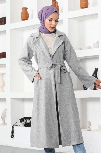 Belted Collared Stamped Cape 5500-03 Gray 5500-03