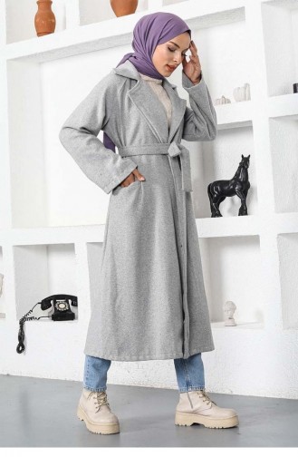 Belted Collared Stamped Cape 5500-03 Gray 5500-03