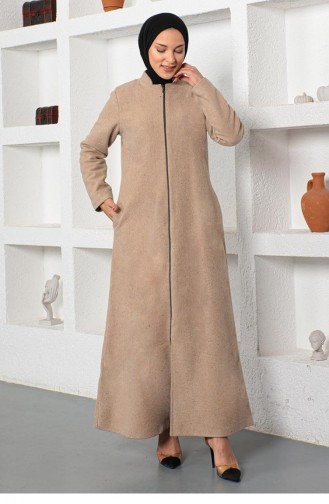 0025Sgs Front Zippered Abaya Mink 6547