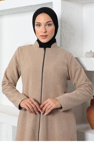 0025Sgs Front Zippered Abaya Mink 6547