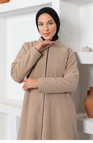 0025Sgs Front Zippered Abaya Mink 6547