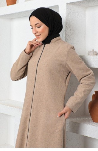 0025Sgs Front Zippered Abaya Mink 6547