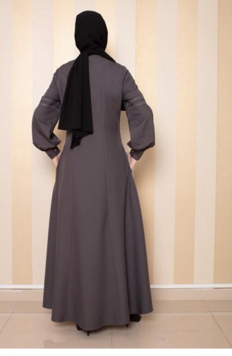0008Sgs Embroidery Detailed Abaya Anthracite 6577