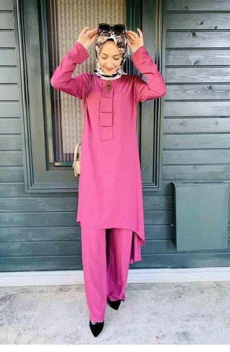 0321Sgs Ensemble Double Hijab Rose Poudré 6667