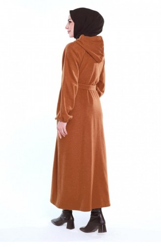 0502Sgs Hijab-Mantel Mit Gürtel Tabak 6681