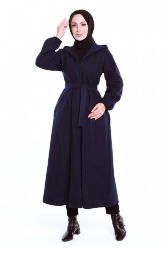 0502Sgs Manteau Hijab Ceinturé Bleu Marine 6682
