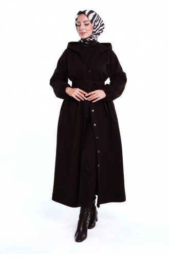 0502Sgs Belted Hijab Coat Black 6683