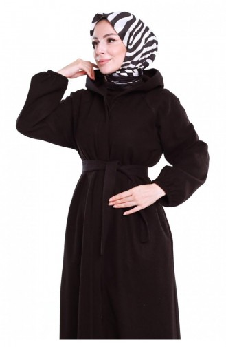 0502Sgs Belted Hijab Coat Black 6683