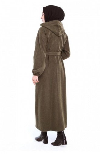 0502Sgs Belted Hijab Coat Khaki 6837