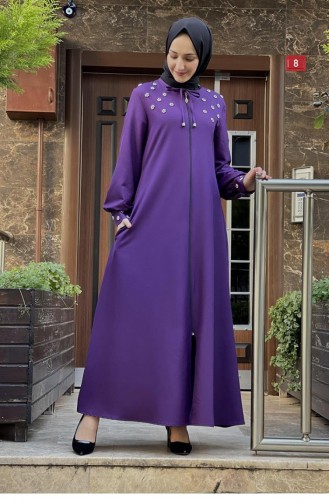 Parelgeborduurde Abaya 0020-01 Paars 0020-01