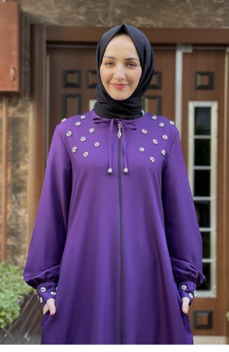 Abaya Brodée Perle 0020-01 Pourpre 0020-01