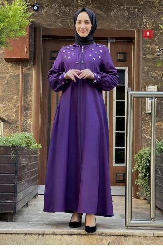 Abaya Brodée Perle 0020-01 Pourpre 0020-01