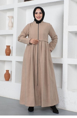 0024Sgs Hijab-Mütze Mit Plissee-Stempel Beige 7233