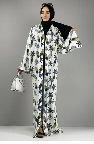 1044Mg Patterned Kimono Khaki Green 7311