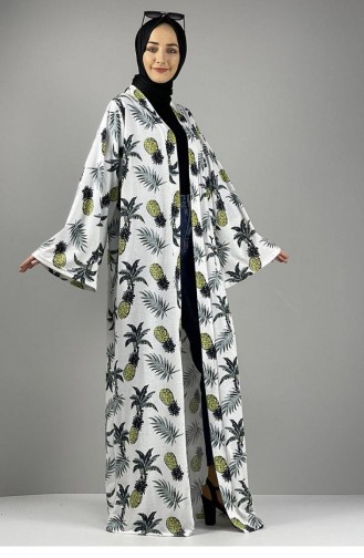 1044Mg Kimono à Motifs Vert Kaki 7311