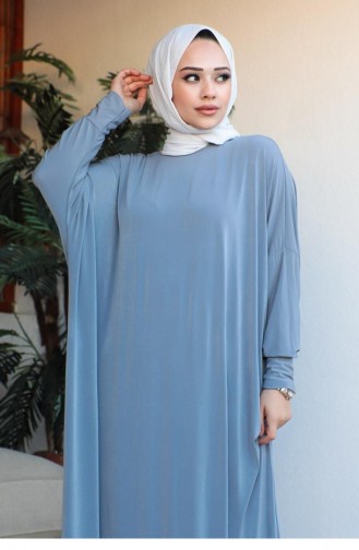فستان كاجوال بأكمام واسعة 2045-04 لون فحمي 2045-04