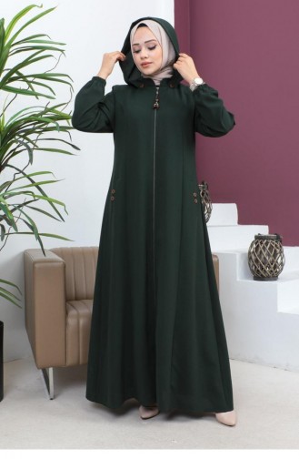 6119Smr Abaya Khaki Mit Stickerei 7328