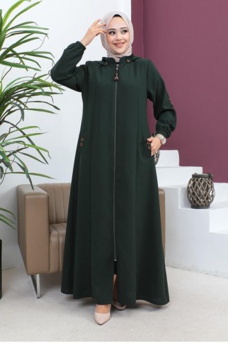 6119Smr Abaya Khaki Mit Stickerei 7328