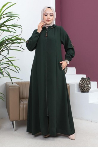 6119Smr Abaya Khaki Mit Stickerei 7328