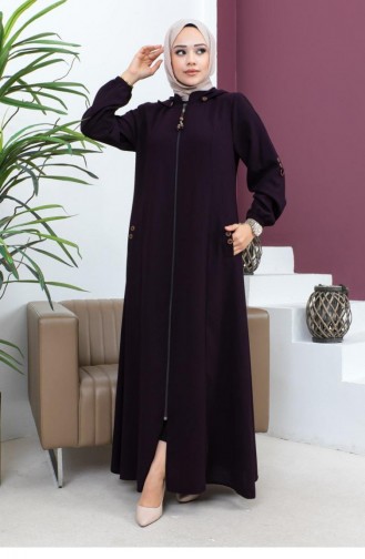 6119Smr Embroidered Abaya Plum 7331