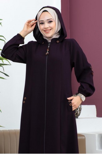 6119Smr Embroidered Abaya Plum 7331