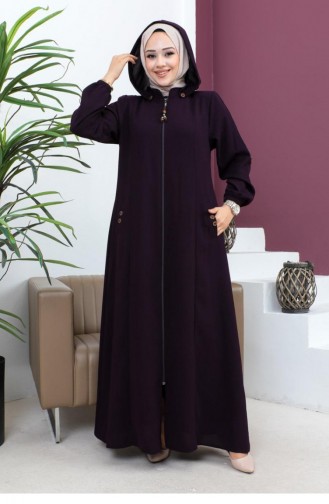 6119Smr Embroidered Abaya Plum 7331