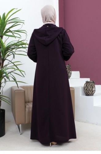 6119Smr Embroidered Abaya Plum 7331