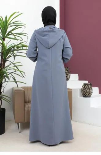 6119Smr Embroidered Abaya Gray 7332