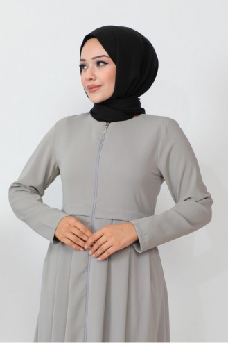 0028Sgs Geplooide Aerobin Abaya Grijs 7970