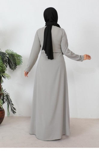 0028Sgs Plissee Aerobin Abaya Grau 7970