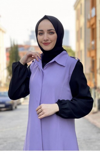 0202Sgs Gilet Col Chemise Lilas 8057