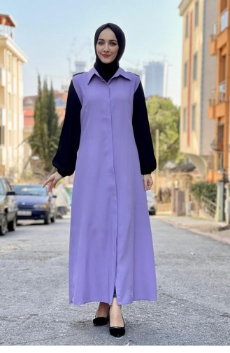 0202Sgs Gilet Col Chemise Lilas 8057