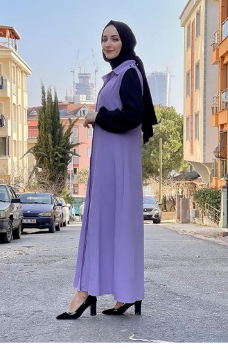 0202Sgs Gilet Col Chemise Lilas 8057