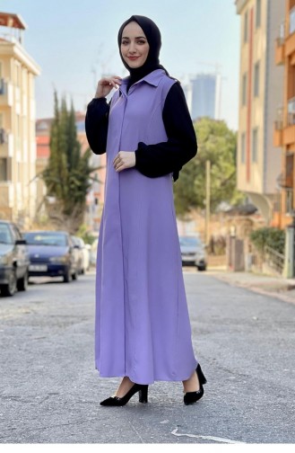 0202Sgs Gilet Col Chemise Lilas 8057