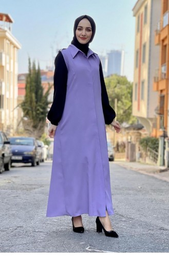 0202Sgs Gilet Col Chemise Lilas 8057