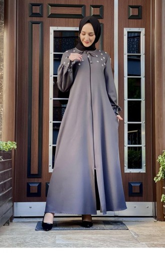 Perlenbestickte Abaya 0020-03 Anthrazit 0020-03