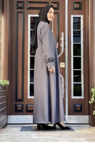 Parelgeborduurde Abaya 0020-03 Antraciet 0020-03