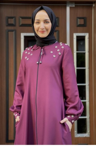 Pearl Embroidered Abaya 0020-05 Claret Red 0020-05