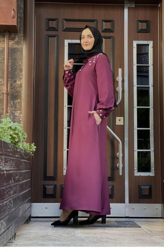 Pearl Embroidered Abaya 0020-05 Claret Red 0020-05