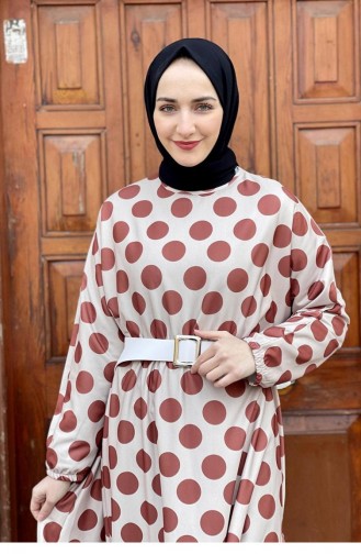 5455End Robe évasée à Gros Pois Tan 8282